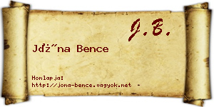 Jóna Bence névjegykártya